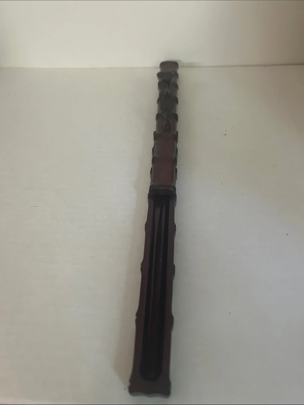 Carved Wooden Decorative Case with Chopsticks Vintage